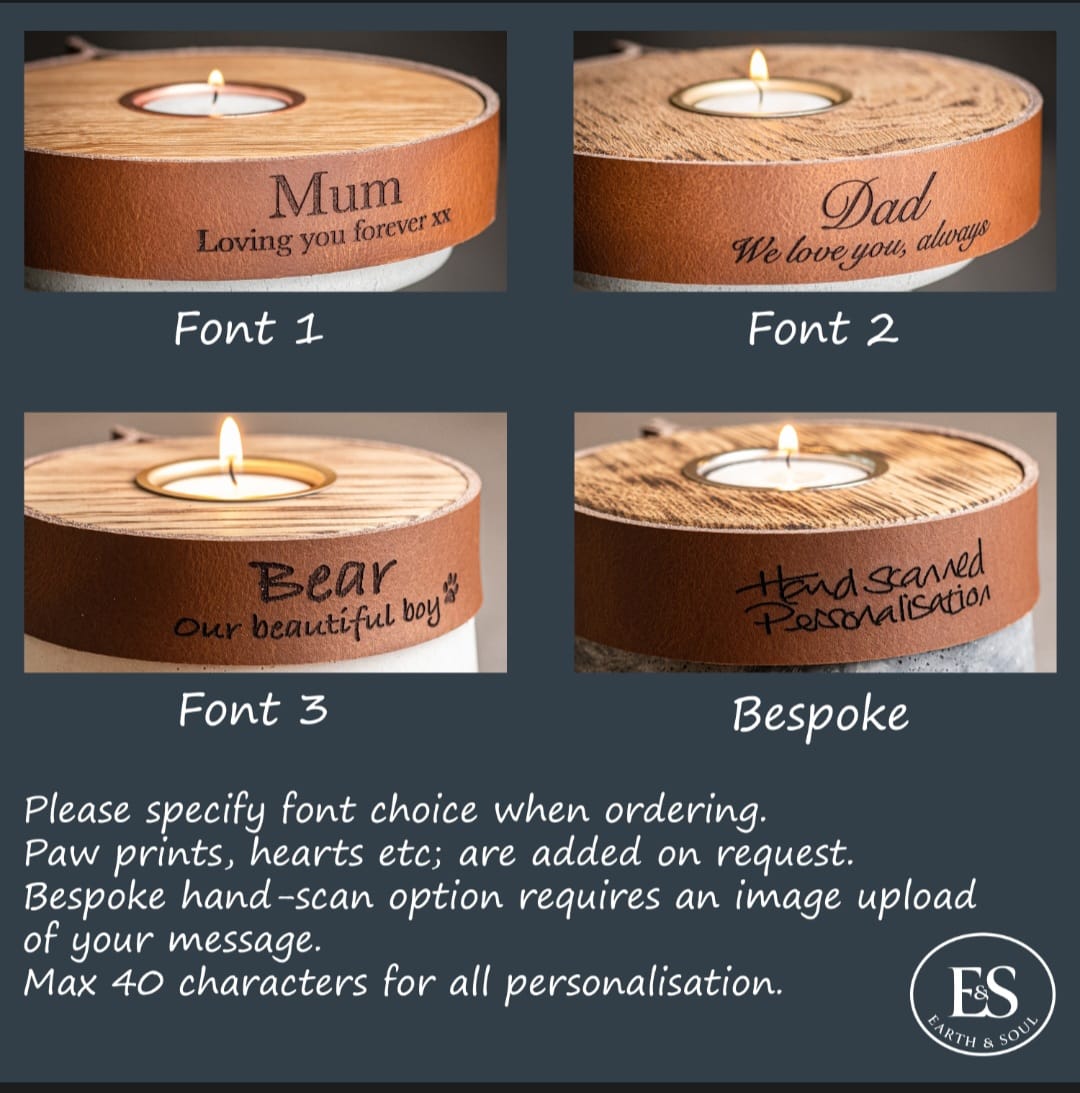 Preserved Rose in Deep Red, Glass Vessel, Natural Materials, Cognac Brown Personalised Leather, Sentiment Gift