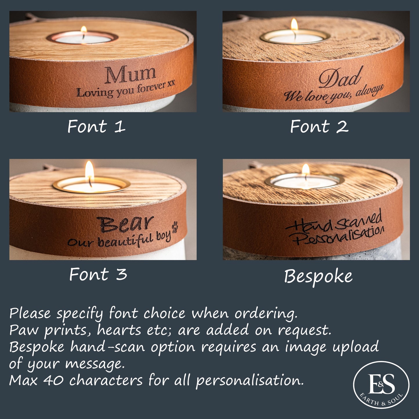 Human or Pet Urn for Cremation Ashes, Large Size, Ceramic, Handmade, Modern Candle Urn, Personalise, Slate Grey with Smoke Grey Leather