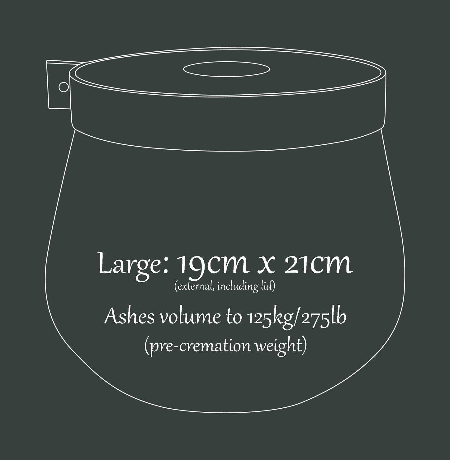 Human Urn for Cremation Ashes, Large Size for Full Ashes, Antique Emerald with Smoke Grey Leather. Personalised